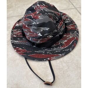 NWOT VTG Proper Camo Bucket Sun Hat Size‎ 7" Y2K Chin Strap Packable Outdoor